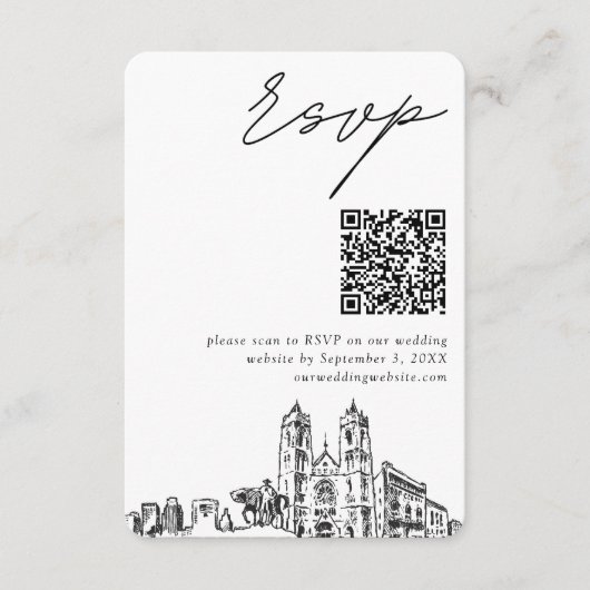 Newark Wedding Modern UAWG QR Code Begleitkarte (Vorderseite)