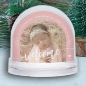Newborn baby girl 2 photo welcome script keepsake schneekugeln