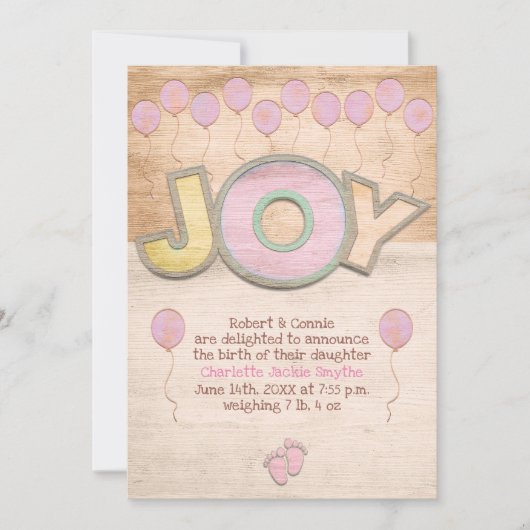 Newborn Baby Girl Ankündigung (Vorderseite)