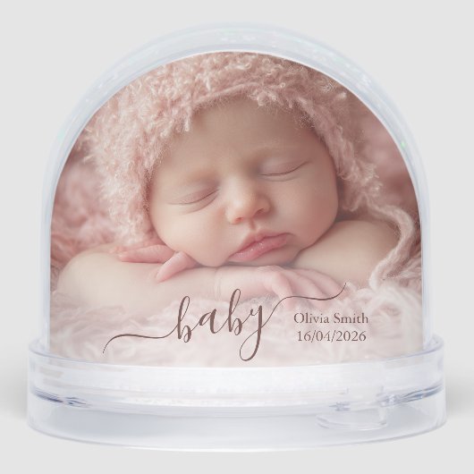 Newborn Baby Keepsake - Photo Personalized Schneekugeln (Rückseite)