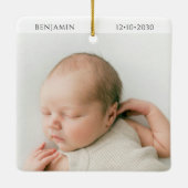 Newborn Baby Photo Keepsake Keramikornament (Rückseite)