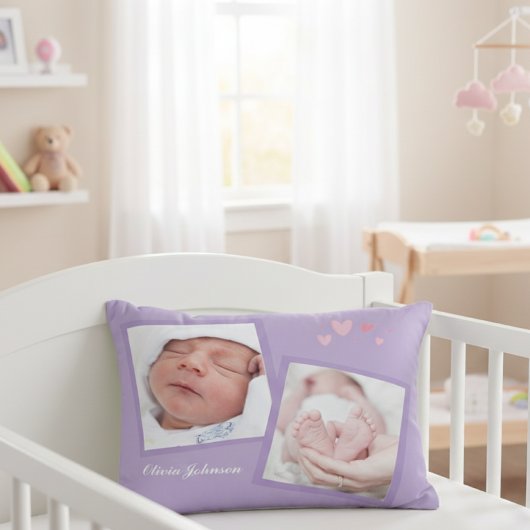 Newborn Photo Collage Throw Pillow Dekokissen