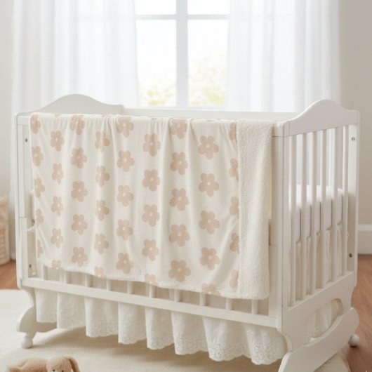 Newborn Photo Prop, Blush Daisy Floral Sherpadecke