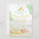 Newborn Spring Baby Photo Announcement With Chick Karte (Vorderseite)