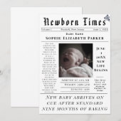 Newborn Times Birth Ankündigung (Vorne/Hinten)