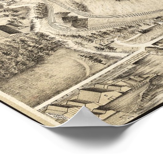 Newburgh New York 1900 Antique Panoramic Karte Poster (Ecke)