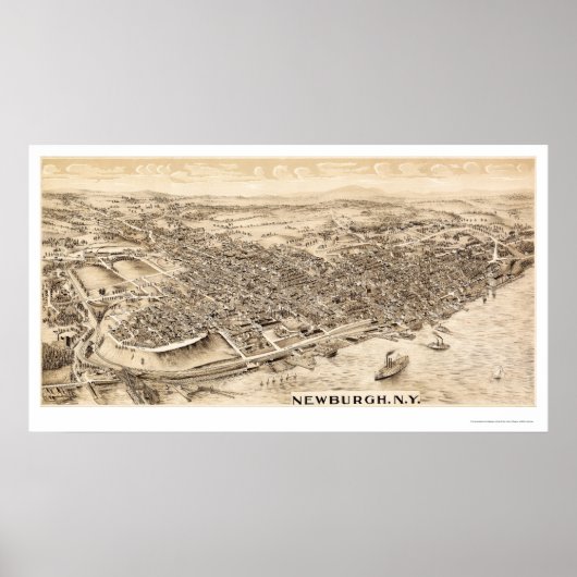 Newburgh, NY Panoramic Map - 1900 Poster (Vorne)