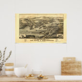 Newcastle & Damariscotta Maine 1878 Panoramakarte Poster (Küche)