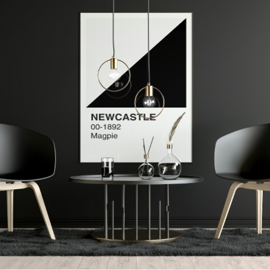 Newcastle Magpie - weiße Grenze Poster