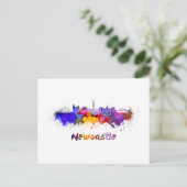 Newcastle skyline im Watercolor Postkarte (Stehend Vorderseite)