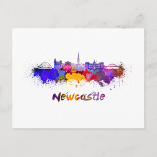 Newcastle skyline im Watercolor Postkarte