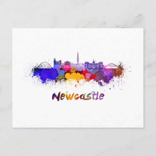 Newcastle skyline im Watercolor Postkarte (Vorderseite)
