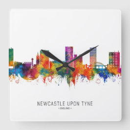 Newcastle UK Skyline Quadratische Wanduhr