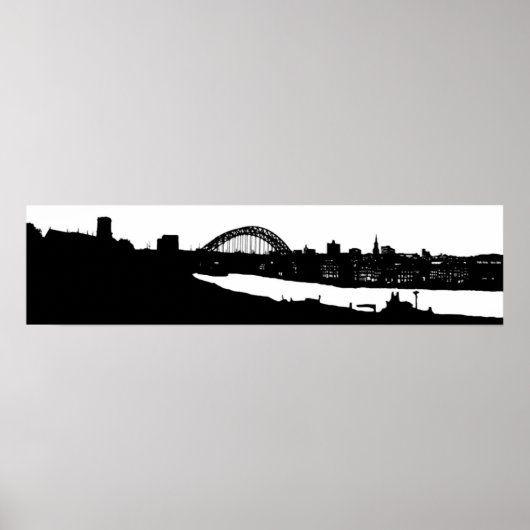 Newcastle upon Tyne Panoramic Silhouette Poster (Vorne)