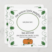 Newest Little Pumpkin Birth Announcement Thank You (Vorne/Hinten)