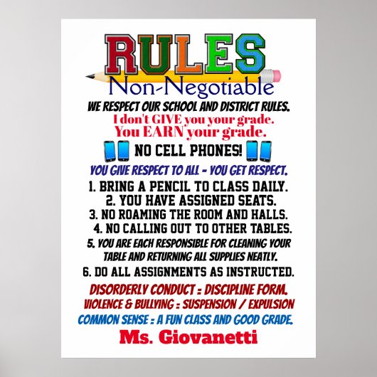 Newest Version School Teacher's Poster (Vorne)