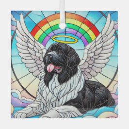 Newf Landseer Angel unter Rainbow Glass Ornament Aus Glas
