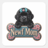 Newf-Mama-Knochen Quadratischer Aufkleber (Vorderseite)
