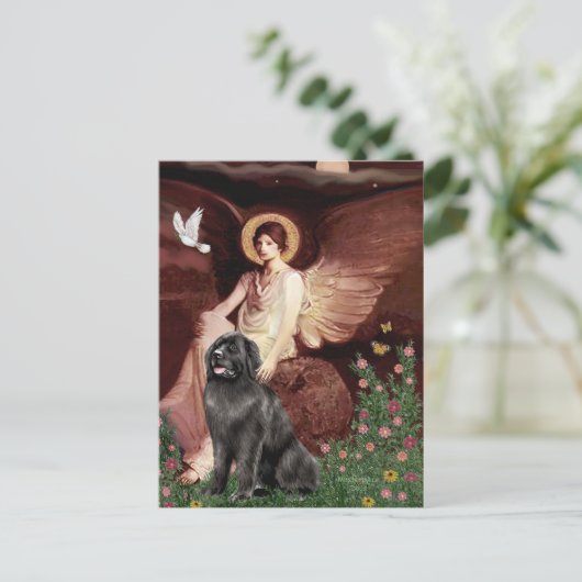 Newfie 2 - Sitzender Engel Postkarte (Stehend Vorderseite)