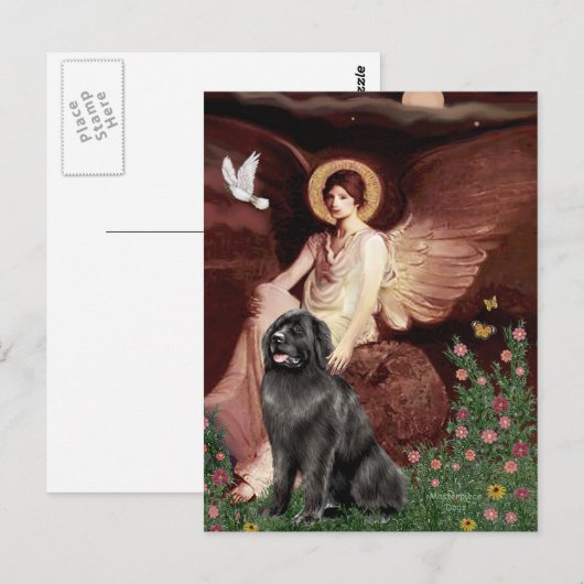 Newfie 2 - Sitzender Engel Postkarte (Vorne/Hinten)