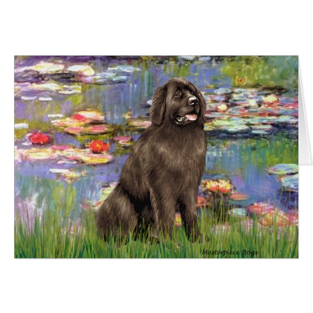 Newfie (braun) - Lilien 2 (Vorderseite (Horizontal))