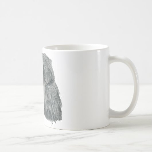 Newfie Graphitzeichnen Kaffeetasse (Rechts)