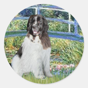 Newfie Landseer3 - Brücke Runder Aufkleber