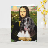 Newfie (Landseer3) - Mona Lisa Karte (Gelbe Blume)