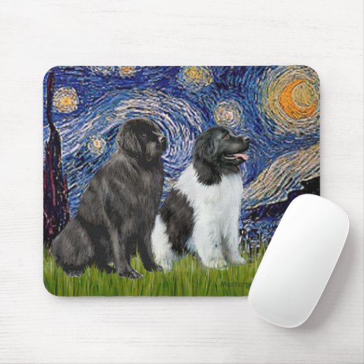 Newfie Pair (B1+L) - Starry Night Mousepad (Mit Mouse)