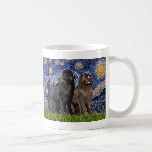 Newfie Pair - Starry Night Kaffeetasse (Rechts)