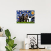 Newfie Trio - Starry Night Poster (Heimbüro)