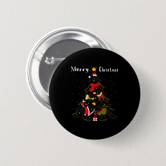 Newfoundland Christmas Tree Xmas Dog Lover Button (Vorne & Hinten)