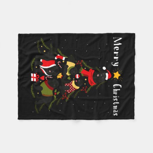 Newfoundland Christmas Tree Xmas Dog Lover Fleecedecke (Vorderseite (Horizontal))