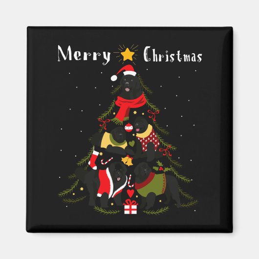 Newfoundland Christmas Tree Xmas Dog Lover  Magnet (Vorne)