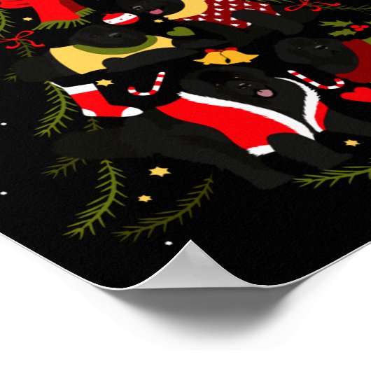 Newfoundland Christmas Tree Xmas Dog Lover Poster (Ecke)