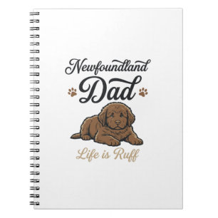 Newfoundland Dad Leben ist hart Vintage Hund Shirt Notizblock