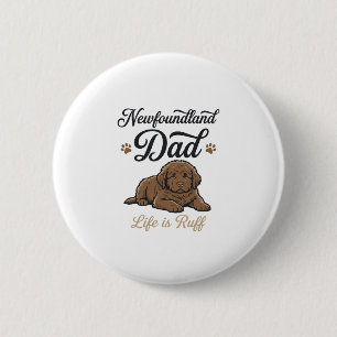 Newfoundland Dad Leben ist rau Vintage Hund Shirt Button