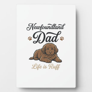 Newfoundland Dad Leben ist rau Vintage Hund Shirt Fotoplatte