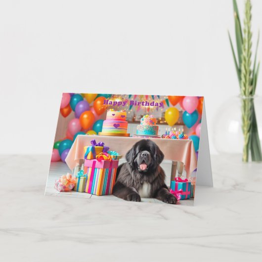 Newfoundland Dog Birthday Card Dankeskarte (Vorderseite)