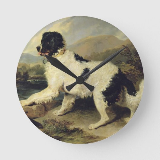 Newfoundland Dog Called Lion, 1824 (oil on canvas) Runde Wanduhr (Vorderseite)