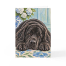 Newfoundland Dog Chinoiserie Greeting Card