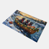 Newfoundland Dog Christmas Boat Holiday Fußmatte (Schrägansicht)