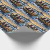 Newfoundland Dog Christmas Boat Holiday Geschenkpapier (Ecke)