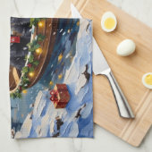 Newfoundland Dog Christmas Boat Holiday Geschirrtuch (Viertel Falte)