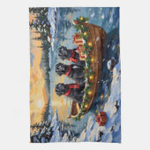 Newfoundland Dog Christmas Boat Holiday Geschirrtuch (Vertikal)