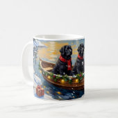 Newfoundland Dog Christmas Boat Holiday Kaffeetasse (Vorderseite Links)
