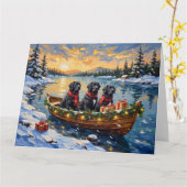 Newfoundland Dog Christmas Boat Holiday Karte (Gelbe Blume)