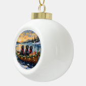 Newfoundland Dog Christmas Boat Holiday Keramik Kugel-Ornament (Rechts)