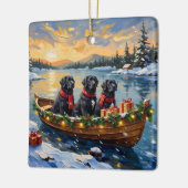 Newfoundland Dog Christmas Boat Holiday Keramikornament (Links)