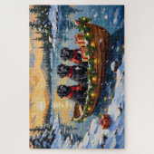 Newfoundland Dog Christmas Boat Holiday Puzzle (Vertikal)
